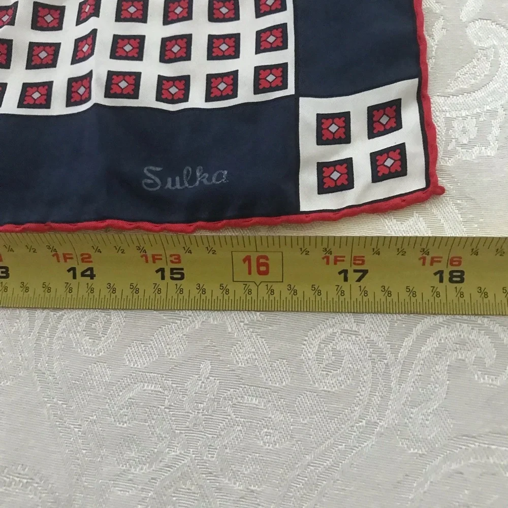 SULKA Handcraft All Silk 18” Symphony Square Scarf  Made in Italy